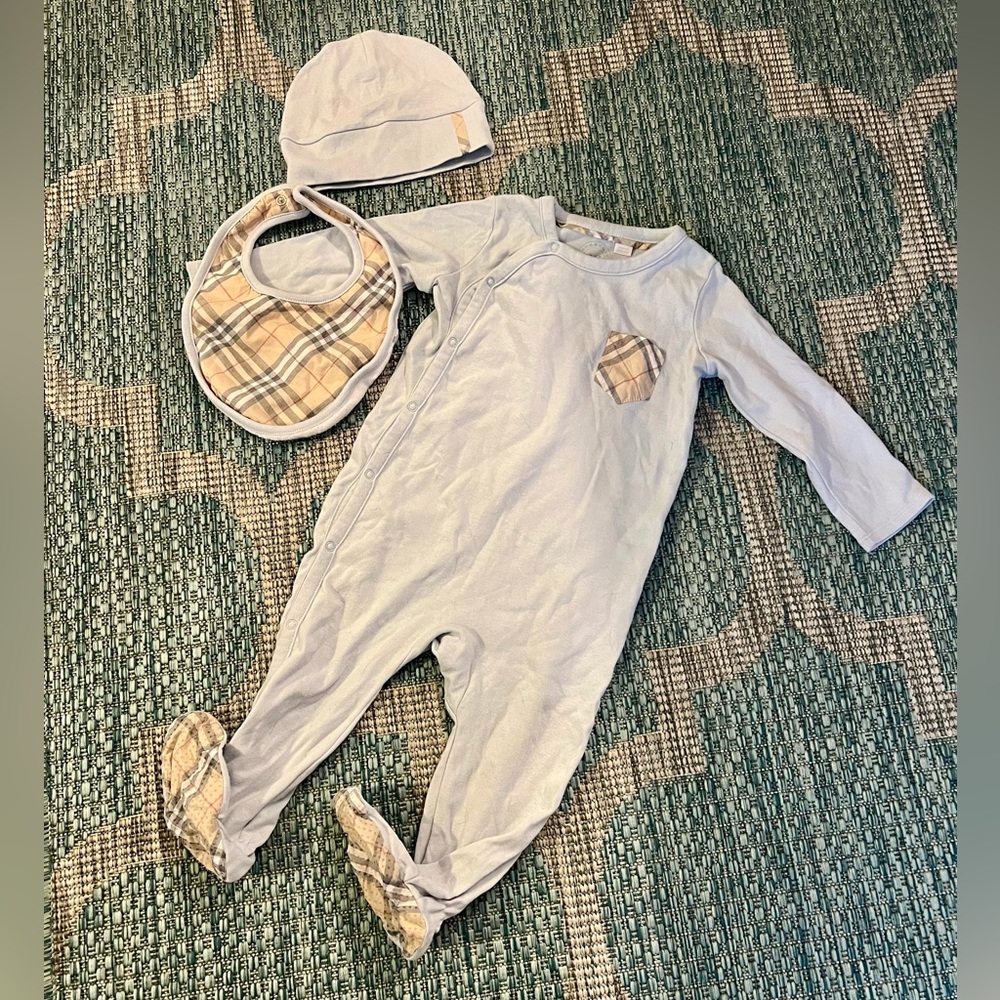 Burberry Children. 12 month outfit including hat and bib. Original over $300